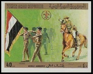 Scout with Flag, Rider on Horse (Equus ferus caballus)