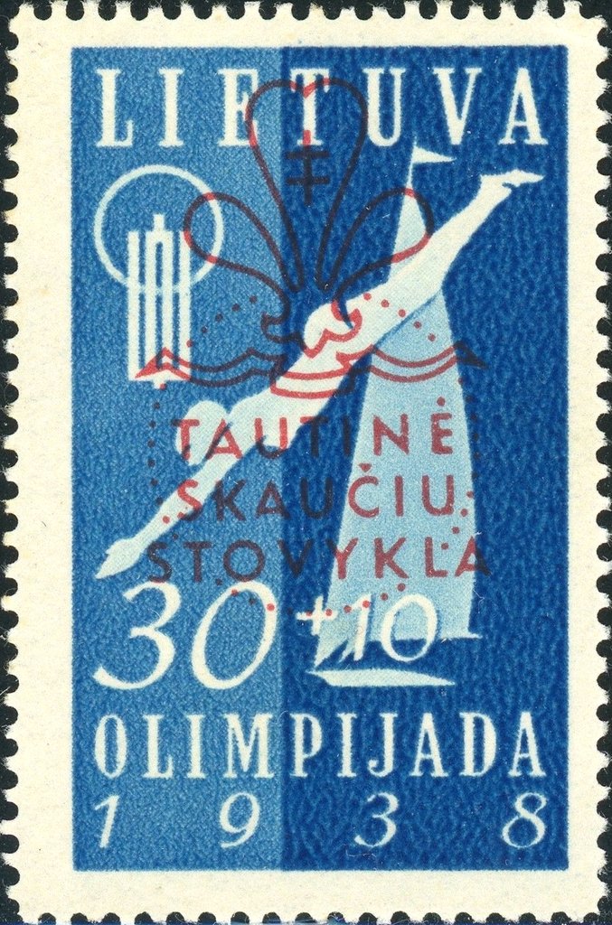 Swimming — overprint 30 + 10 c