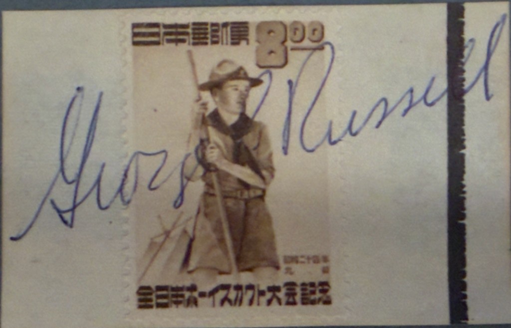 8 yen signed George Russell, on a sheet margin