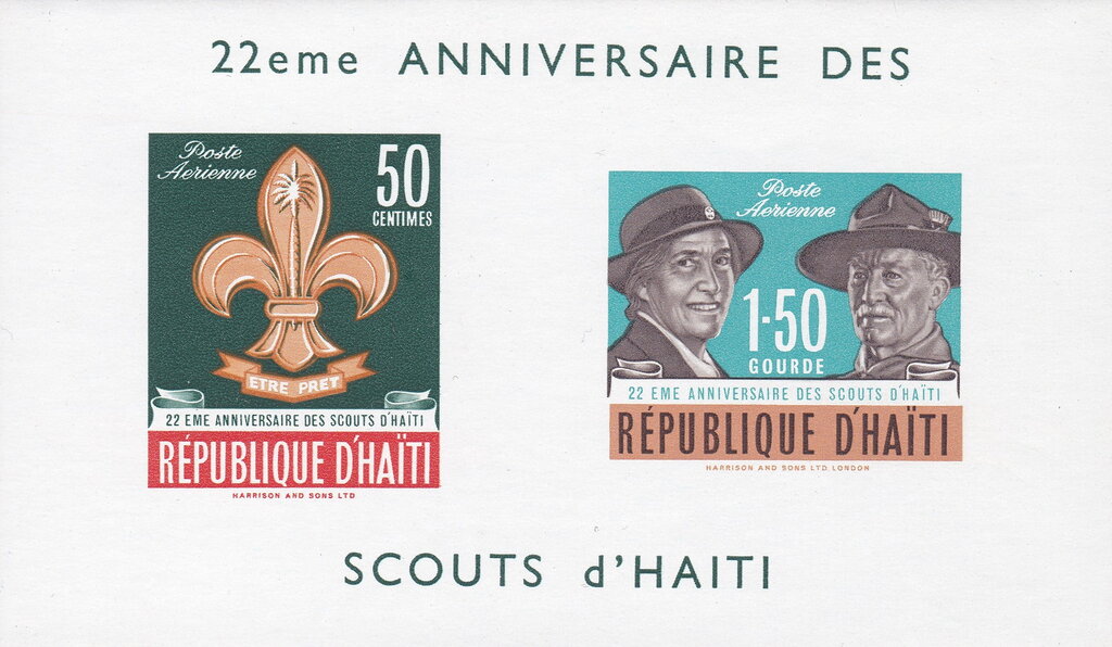 Souvenir sheet — emblem 50 c and Baden-Powell 1,50 G
