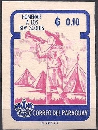 Scout bugler at camp (imperforate)