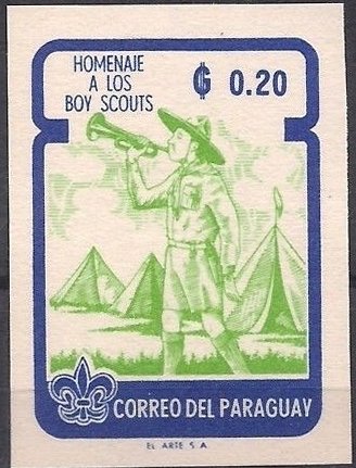 Scout bugler at camp (imperforate)