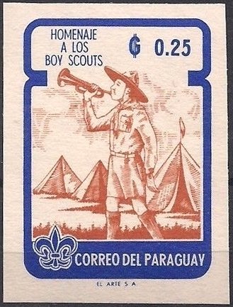 Scout bugler at camp (imperforate)