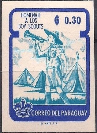 Scout bugler at camp (imperforate)