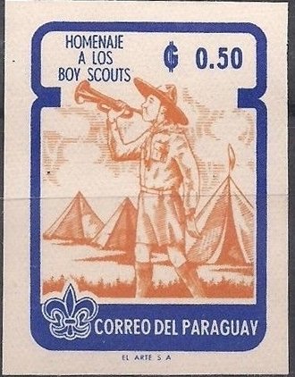 Scout bugler at camp (imperforate)