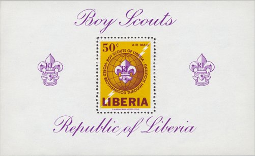Souvenir sheet — globe and Scout emblem