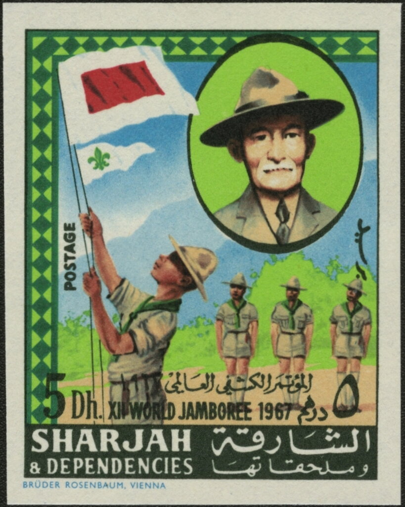 Flag parade and Baden-Powell (imperforate)