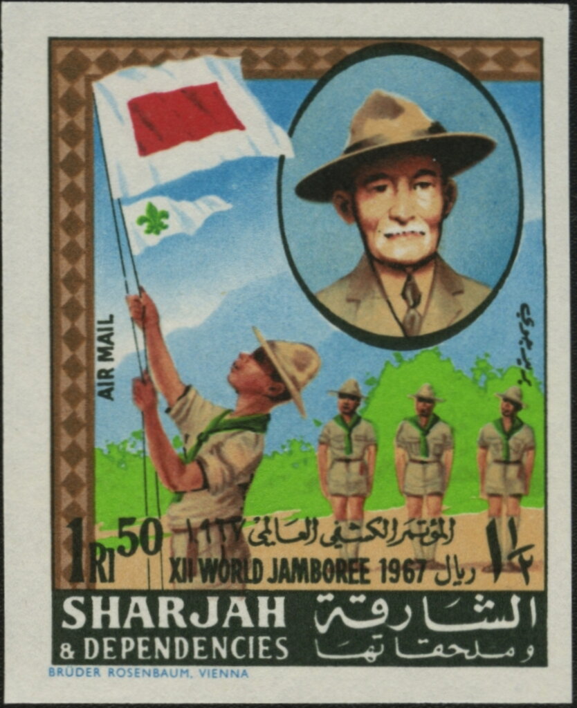 Flag parade and Baden-Powell (imperforate)