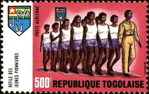 Young Pioneer women on parade