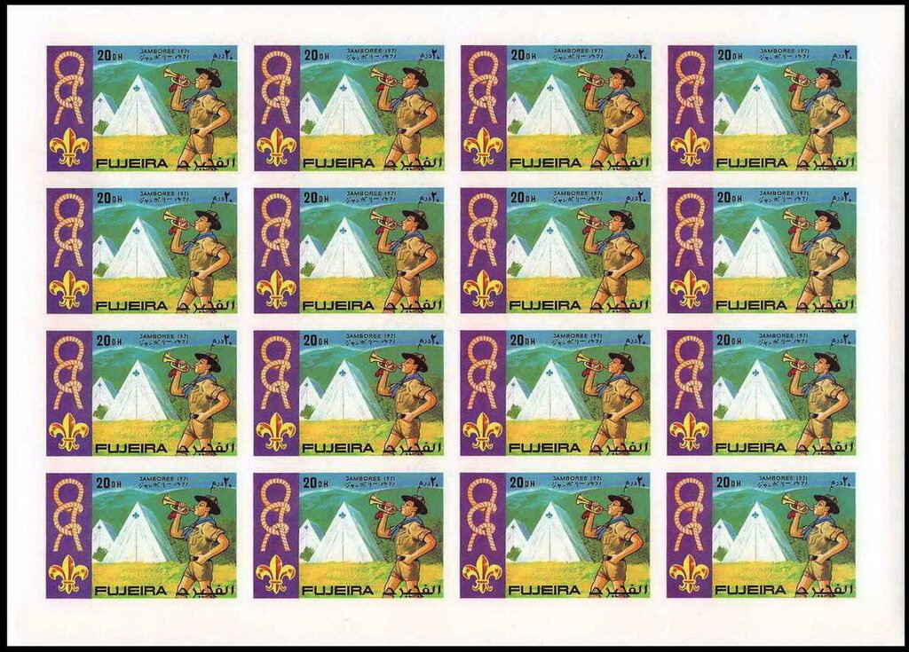 Full pane of 16 × 20 dh (bugle call), imperforate