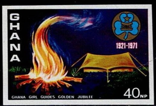 Campfire and tent, imperforate