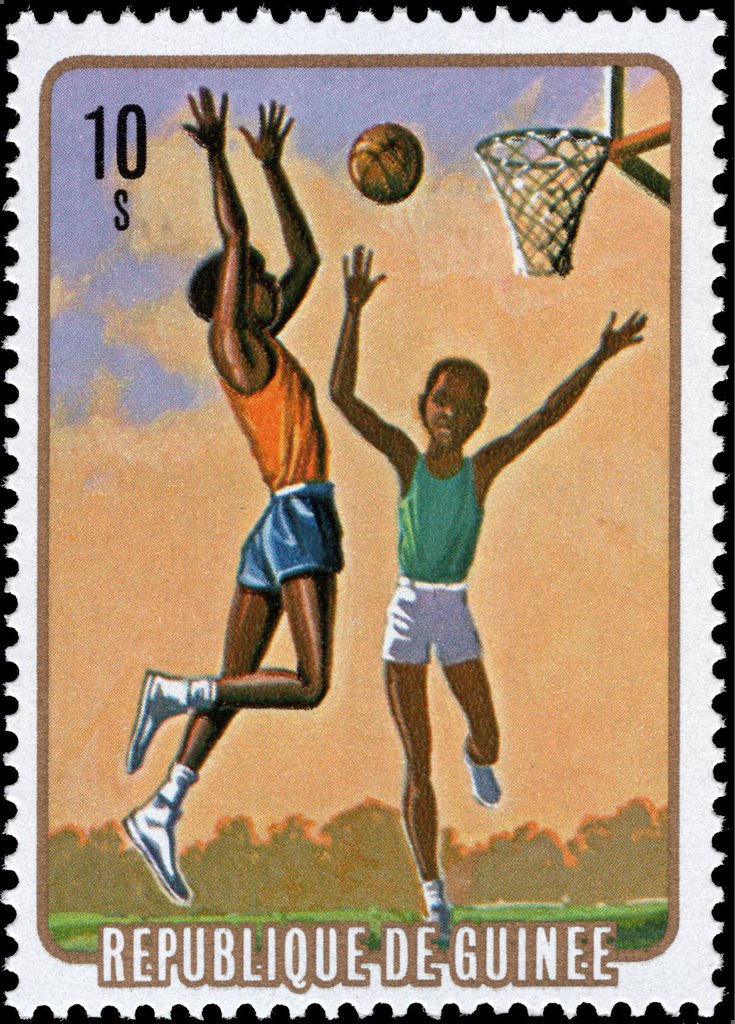 Playing basketball, perforated