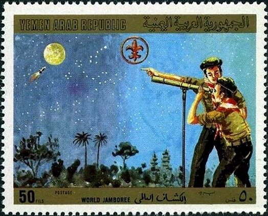 Scouts at a telescope