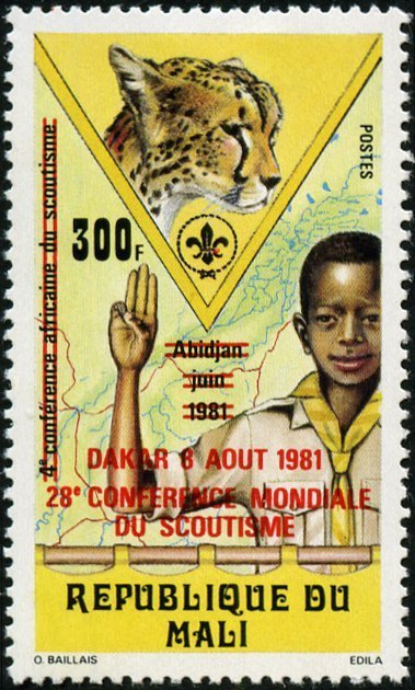 Scout salute and cheetah, overprinted