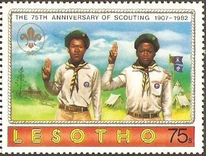 Two scouts saluting at camp
