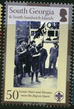 Scouts raising flag